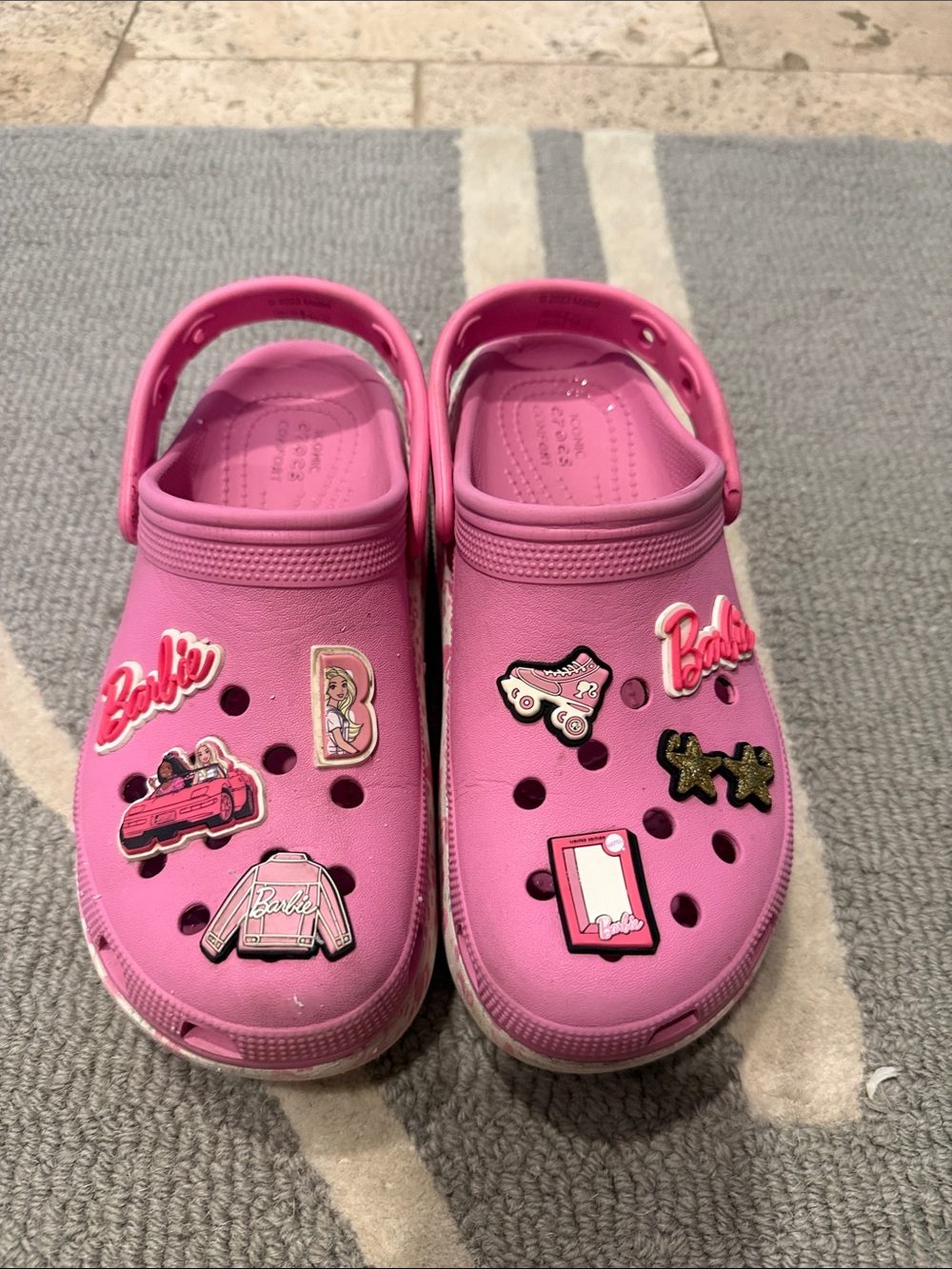 Barbie Bright Pink Kids Clog Sandals with Charm Accents